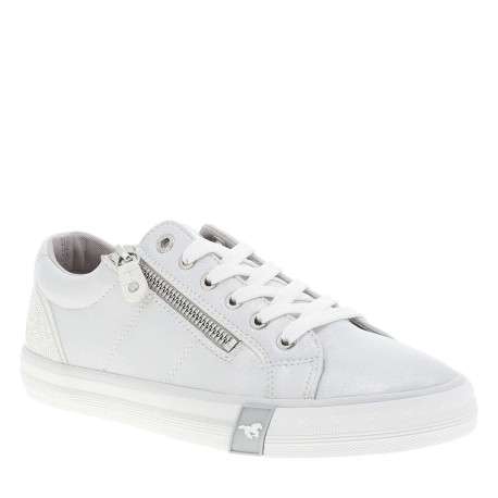 Tennis argent à talon plat avec des lacets et un zip latéral - Image 3