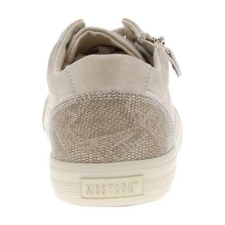 Tennis beiges à talon plat avec des lacets et un zip latéral - Image 6