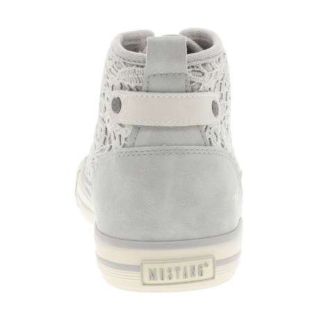 Tennis toile montante grises avec un talon plat et des lacets blancs - Image 6