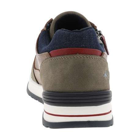 Baskets cognac à talon plat avec des lacets et un zip latéral - Image 6