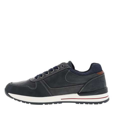 Baskets bleu marine à talon plat avec des lacets et un zip latéral