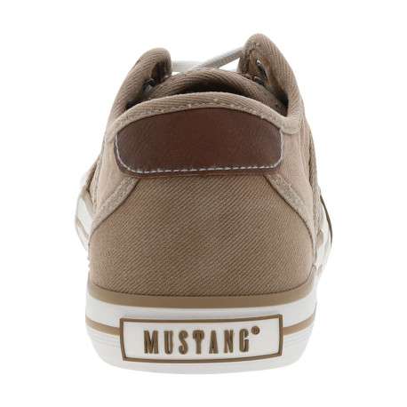 Tennis toile basse taupe avec un talon plat et des lacets blancs - Image 6
