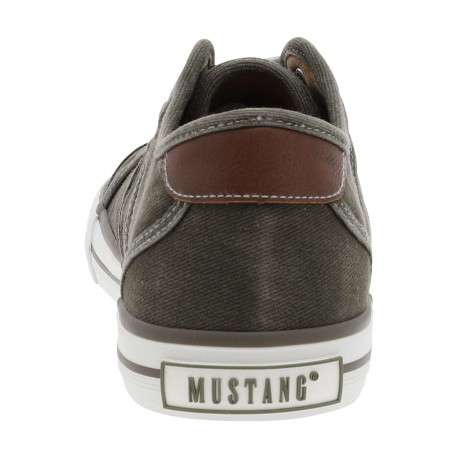 Tennis toile basse kaki avec un talon plat et des lacets blancs - Image 6