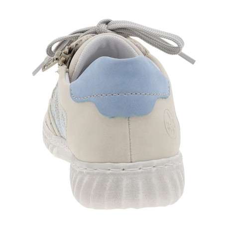 Tennis bleu ciel à talon plat avec des lacets et un zip latéral - Image 6