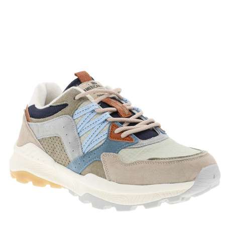 Baskets running vertes avec un talon plat et des lacets beiges - Image 3