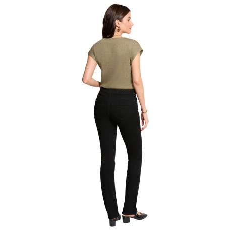 T-shirt kaki uni pourvu d'une coupe droite et d'un col en V - Image 4