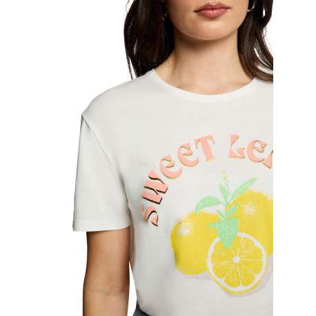 T-shirt blanc imprimé pourvu d'une coupe droite et d'un col rond - Image 6