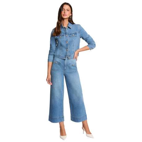 Pantalon en coton stone uni pourvu d'une coupe bootcut et de multiples poches - Image 3