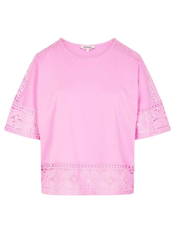 T-shirt en coton rose uni...