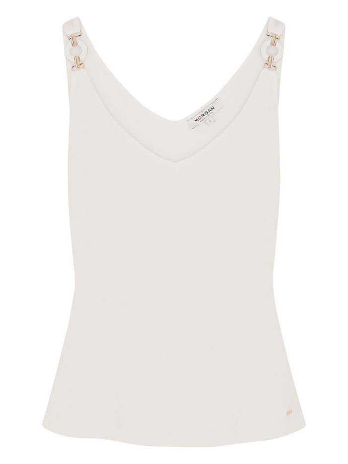 Top blanc chic uni pourvu...