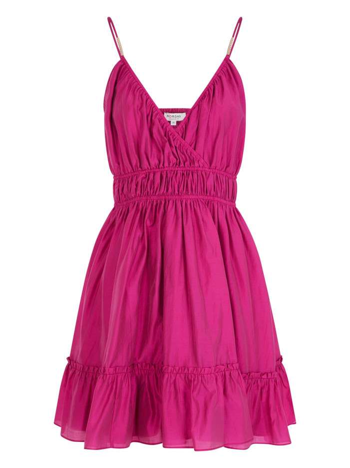 Robe courte rose unie...