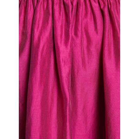 Robe courte rose unie pourvue d'une coupe évasée et d'un col en V - Image 2