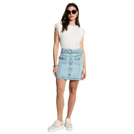T-shirt blanc uni avec une coupe droite et des manches courtes - Image 3
