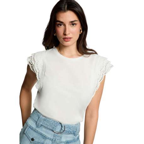 T-shirt blanc uni avec une coupe droite et des manches courtes - Image 5