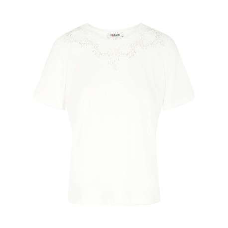 T-shirt en coton mélangé blanc avec une coupe droite et des manches courtes