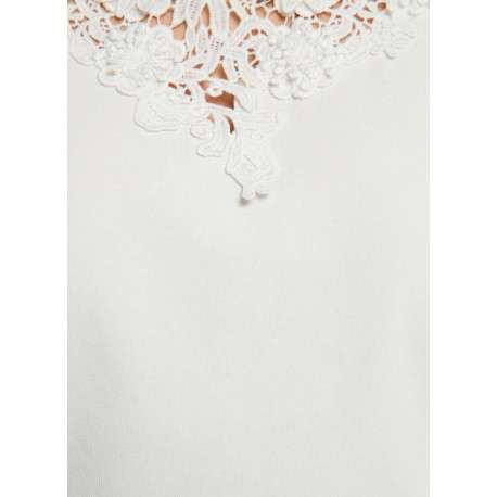 T-shirt en coton mélangé blanc avec une coupe droite et des manches courtes - Image 2