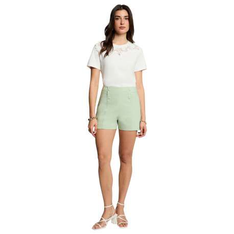 T-shirt en coton mélangé blanc avec une coupe droite et des manches courtes - Image 3