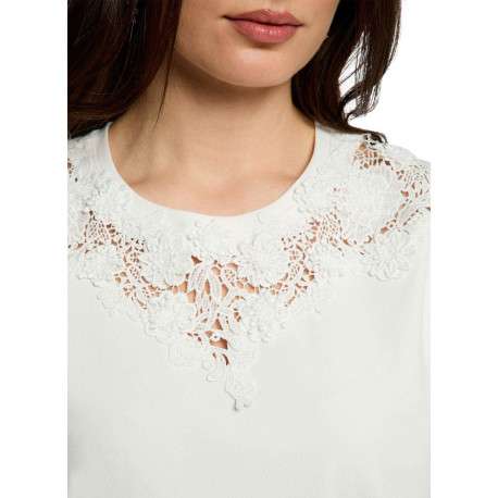 T-shirt en coton mélangé blanc avec une coupe droite et des manches courtes - Image 6