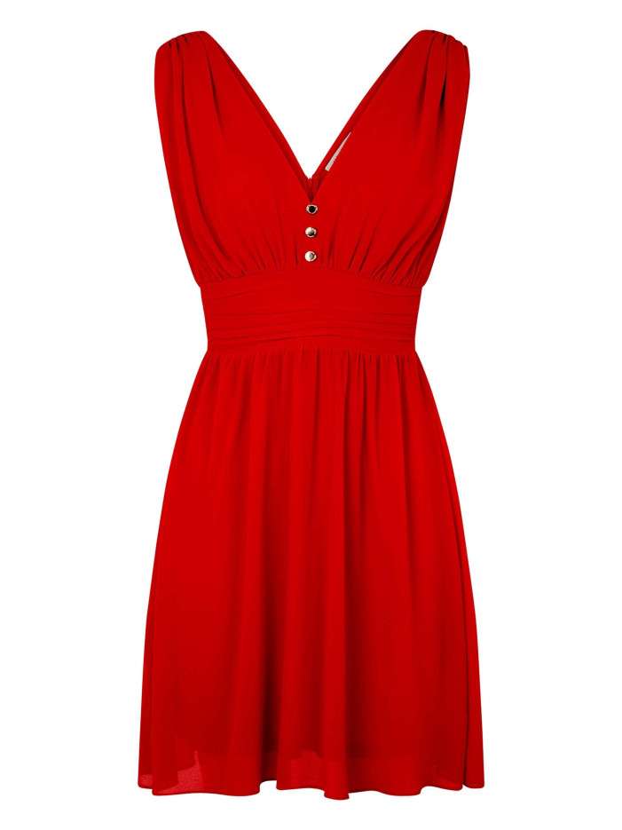 Robe courte rouge unie...