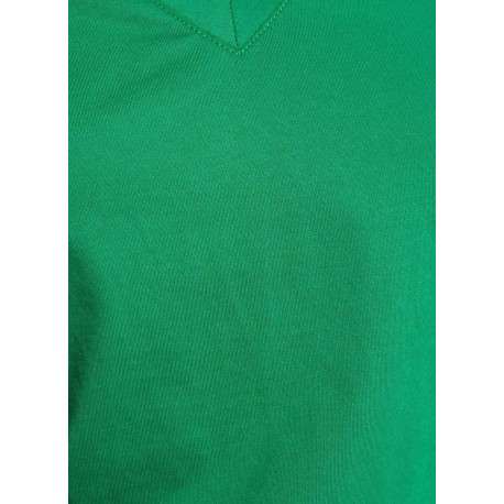 T-shirt en coton vert uni pourvu d'une coupe droite et d'un col en V - Image 2