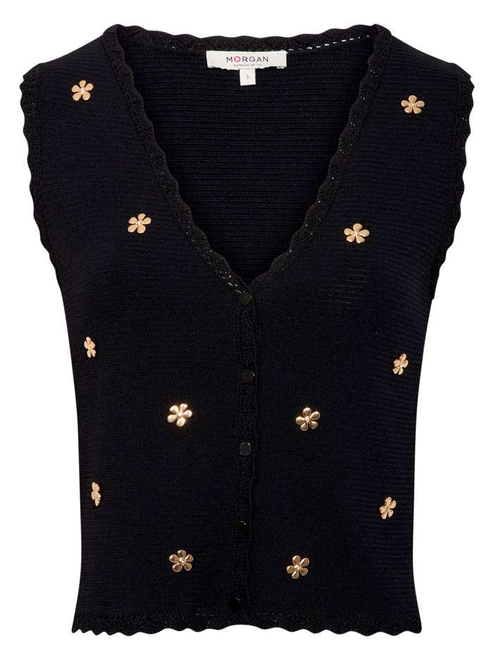Gilet black uni chic pourvu...