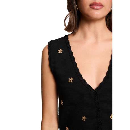Gilet black uni chic pourvu d'une coupe droite et d'un col en V - Image 6