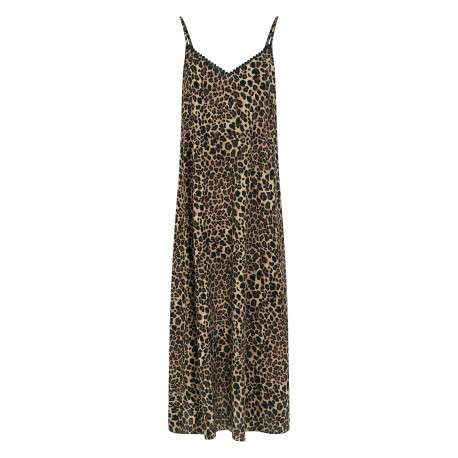 Robe longue imprimée pourvue d'une coupe évasée et d'un décolleté en V