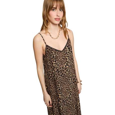 Robe longue imprimée pourvue d'une coupe évasée et d'un décolleté en V - Image 5