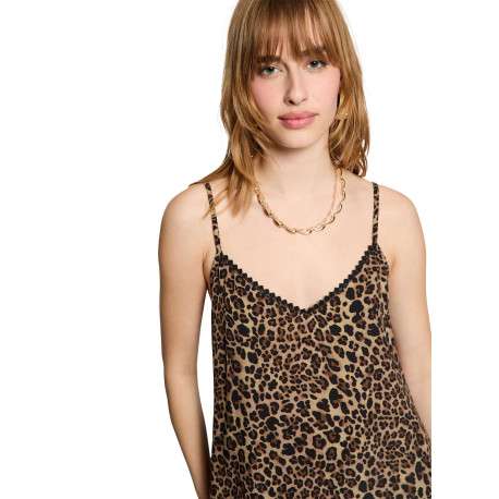 Robe longue imprimée pourvue d'une coupe évasée et d'un décolleté en V - Image 6