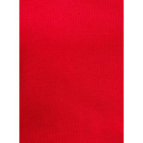 Top rouge uni pourvu d'une coupe ajustée et d'un décolleté en V - Image 2
