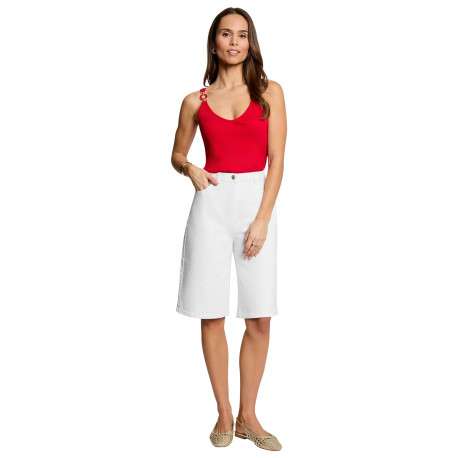 Top rouge uni pourvu d'une coupe ajustée et d'un décolleté en V - Image 3