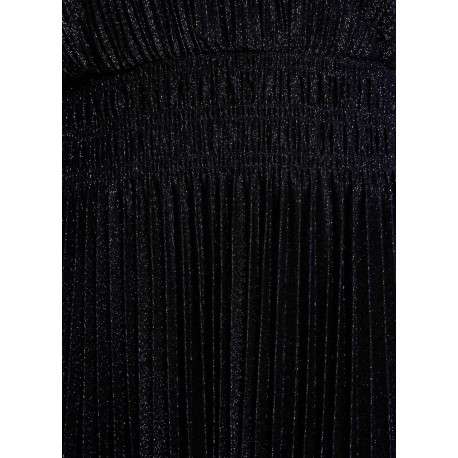 Robe longue marine unie pourvue d'une coupe évasée et d'un décolleté cache-coeur - Image 2
