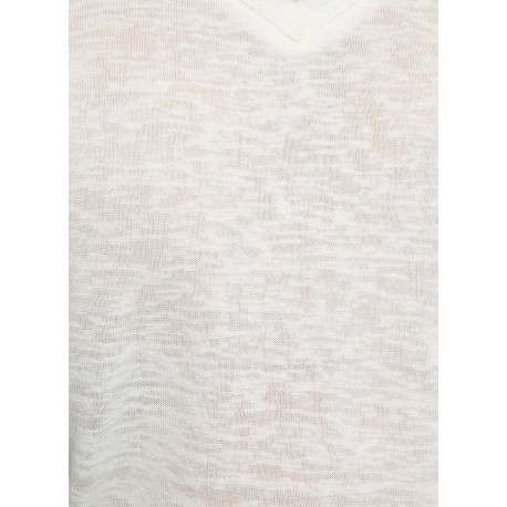 T-shirt blanc uni pourvu d'une coupe droite et d'un col en V - Image 2