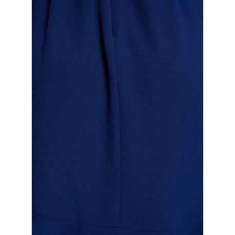 Robe courte marine unie pourvue d'une coupe évasée et d'un décolleté cache-coeur - Image 2