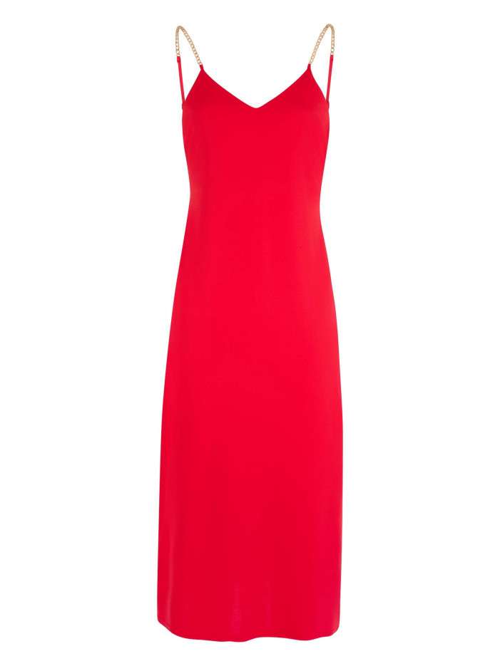 Robe longue rouge unie...