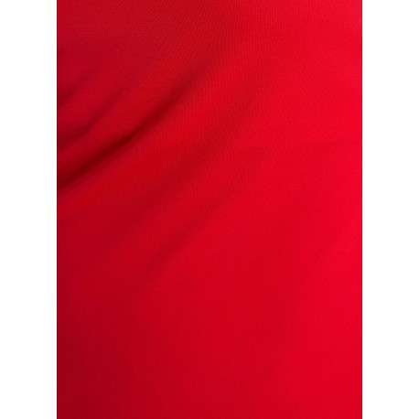 Robe longue rouge unie pourvue d'une coupe droite et d'un décolleté en V - Image 2