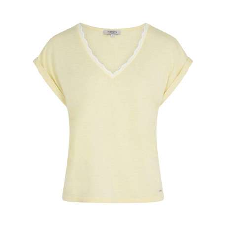 T-shirt jaune uni pourvu d'une coupe droite et des manches courtes