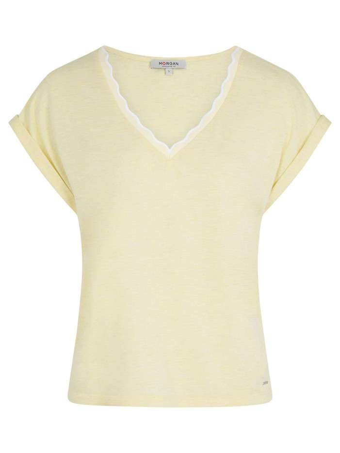 T-shirt jaune uni pourvu...