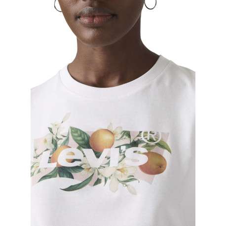 T-shirt en coton blanc uni avec une coupe droite et un col rond - Image 5
