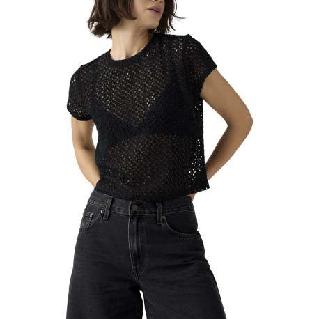 T-shirt noir uni avec une coupe droite et des manches courtes - Image 3