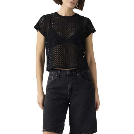 T-shirt noir uni avec une coupe droite et des manches courtes - Image 5