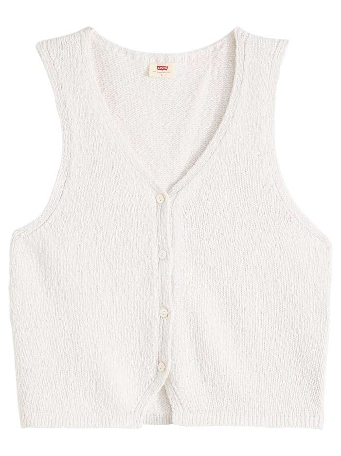 Gilet en coton écru uni...
