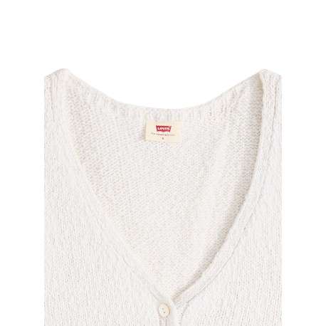 Gilet en coton écru uni avec une coupe droite et un col en V - Image 2