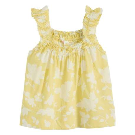 Débardeur en coton jaune floral avec une coupe ample et un col rond