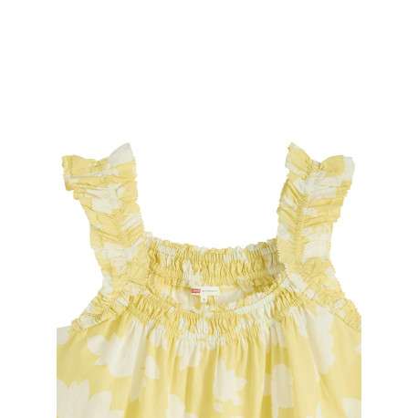 Débardeur en coton jaune floral avec une coupe ample et un col rond - Image 2