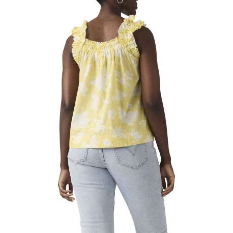 Débardeur en coton jaune floral avec une coupe ample et un col rond - Image 4
