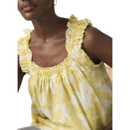 Débardeur en coton jaune floral avec une coupe ample et un col rond - Image 5