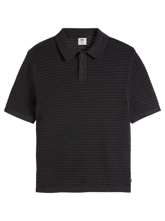 Polo en coton noir uni avec...