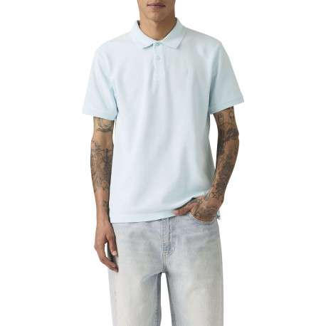 Polo en coton ciel uni avec une coupe droite et un col boutonné - Image 3