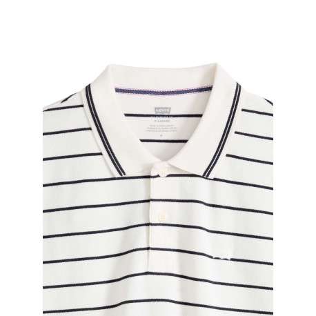 Polo en coton blanc à rayures avec une coupe droite et un col boutonné - Image 2